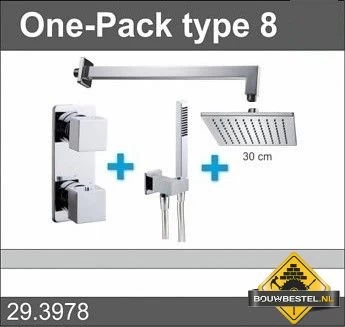 Douche One-Pack Inbouwthermostaatset Vierkant Type 8 (30cm)