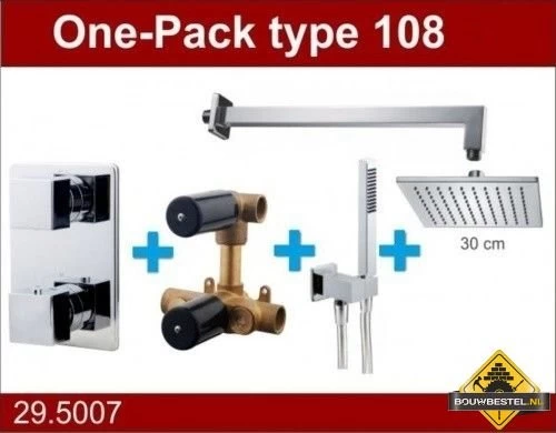 Wiesbaden Douche One-Pack Inbouwthermostaatset Vierk.type 108 (30cm)