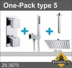 Douche One-Pack Inbouwthermostaatset Vierk.type 5 (20cm)