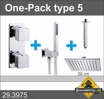 Douche One-Pack Inbouwthermostaatset Vierk.type 5 (20cm)