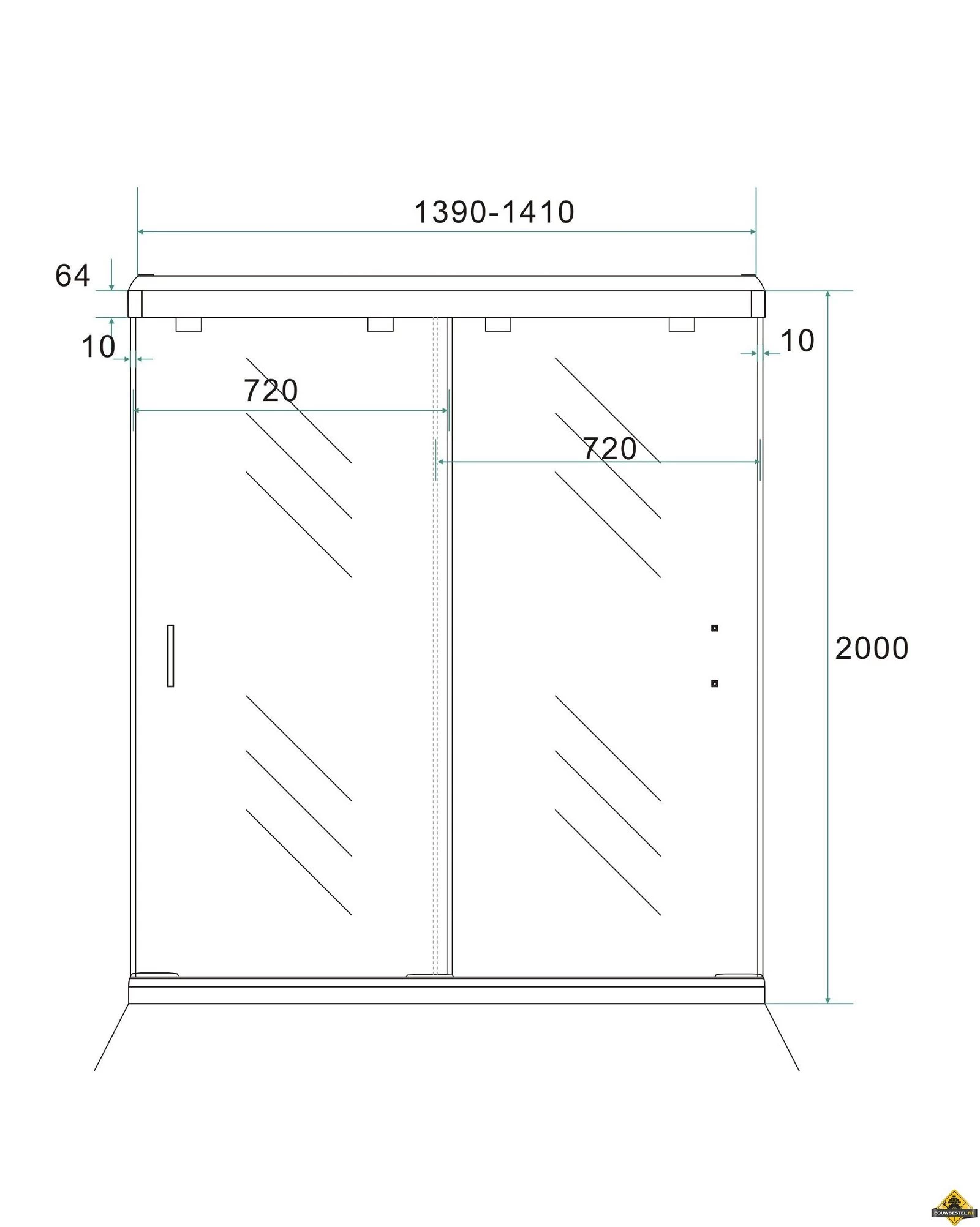 Wiesbaden Dubbele-nis-schuifdeuren 1400x2000 - Afbeelding 2