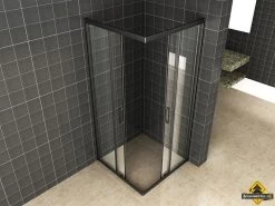 Wiesbaden Skyline Hoekinstap + 2 Schuifdeuren 800x800x2000 Mat-zwart 8mm NANO