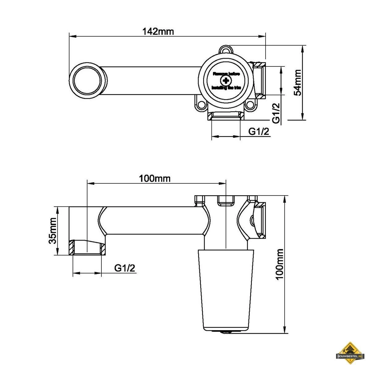 Wiesbaden Slim Twenty Inbouwdeel Eenhendel-wastafelkraan - Afbeelding 2