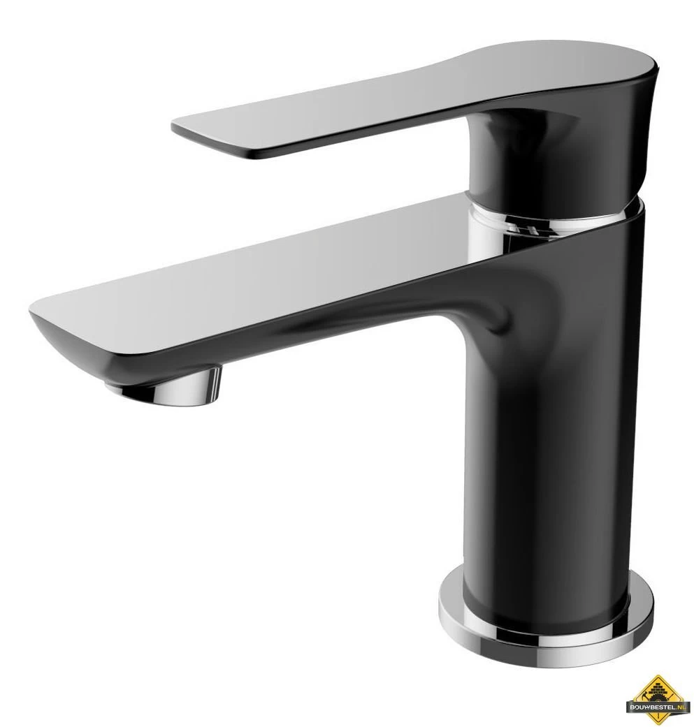 Wiesbaden Casma Eenhendel-wastafelmengkraan Laag Zwart/chroom