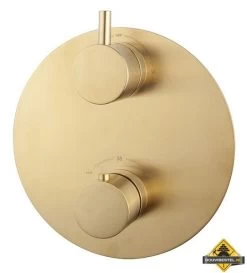 Wiesbaden Caral Rond Afbouwdeel Inbouwthermostaat 2 Weg Geborsteld Messing