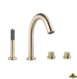 Wiesbaden Caral 4-gats Badrandthermostaat Geborsteld Messing Afbouwset