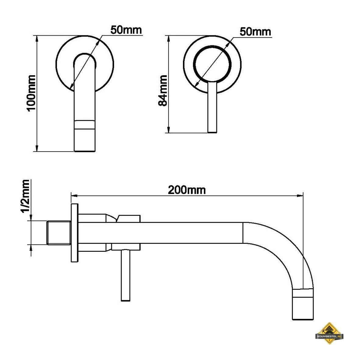 Wiesbaden Slim Twenty Eenhendel Wastafel-afbouwdeel Geborsteld Koper - Afbeelding 2