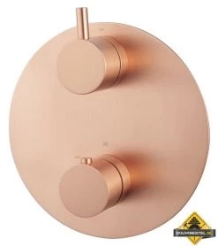 Wiesbaden Caral Rond Afbouwdeel Inbouwthermostaat 2 Weg Geborsteld Koper