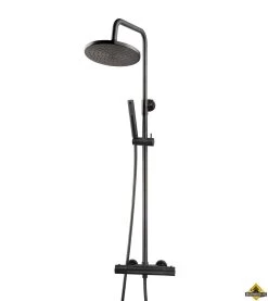 Wiesbaden Caral Douche-opbouwset + Thermostatische Mengkraan Gunmetal