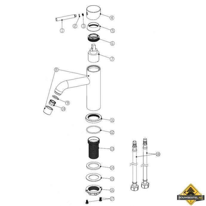 Wiesbaden Grant RVS Wastafelmengkraan - Afbeelding 3