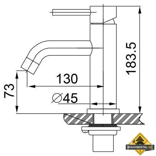 Wiesbaden Grant RVS Wastafelmengkraan - Afbeelding 2