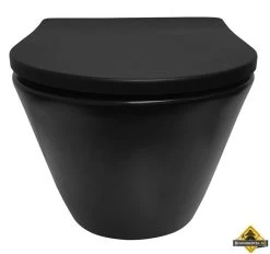 Wiesbaden Stereo Rimless Wandcloset 53cm + Shade Zitting Mat-zwart