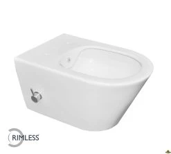 Wiesbaden Luxe Rimless Wandcloset 53 Cm Met Ingebouwde Bidetkraan KD Wit