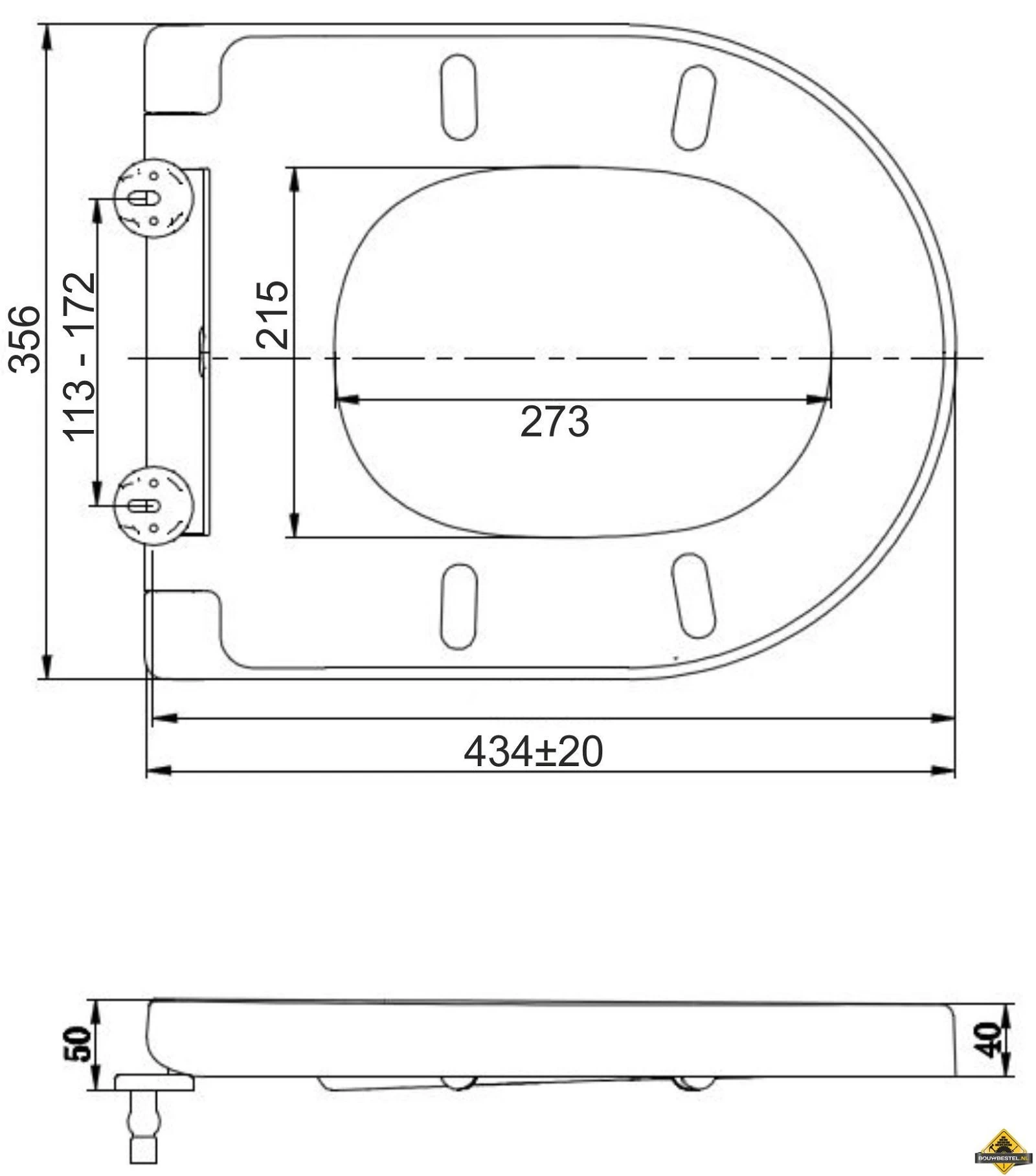 DeeLine Toiletzitting Met Deksel One-touch Wit - Afbeelding 3