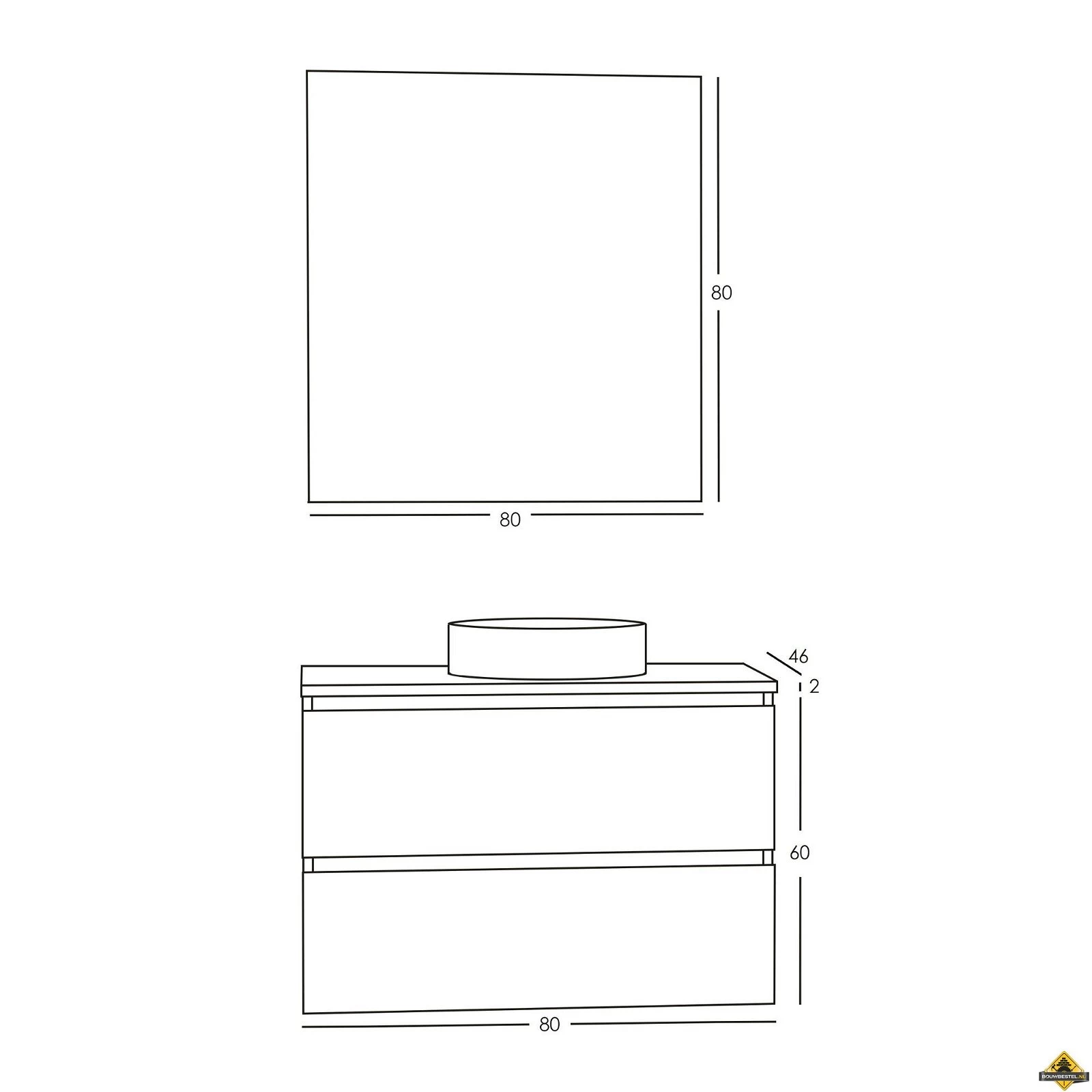 Xellanz Bologna Badmeubel 80cm Nato+Nato Blad - Afbeelding 3