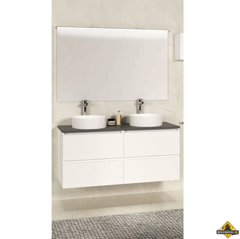 Xellanz Bologna Badmeubel 120cm Matwit+stenen Blad - Afbeelding 2