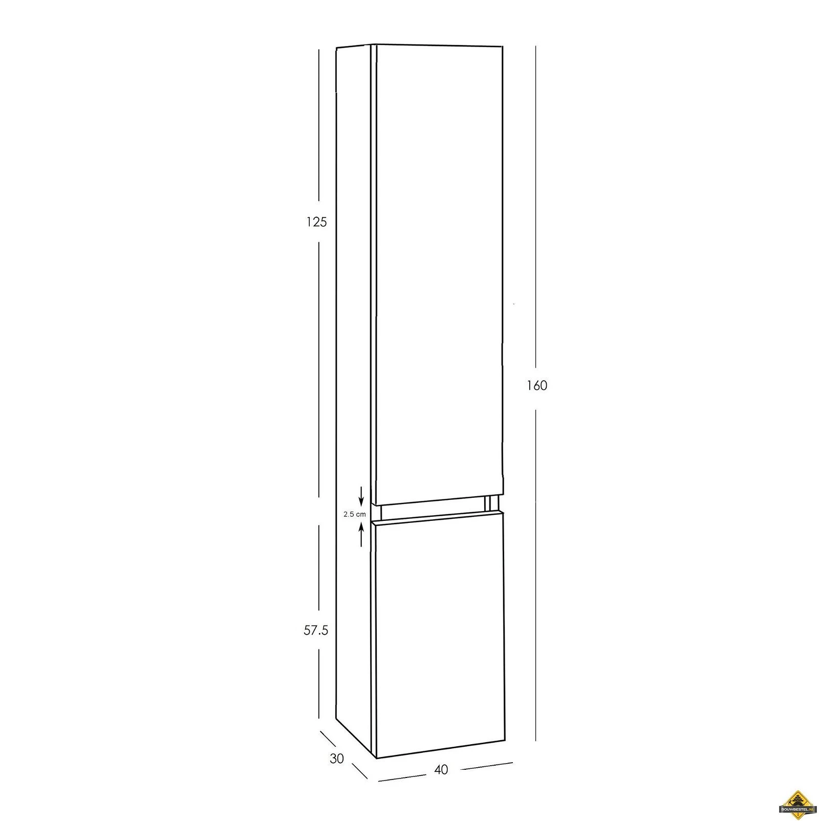 Xellanz Bologna Kolomkast 160x40x35 Matwit - Afbeelding 3