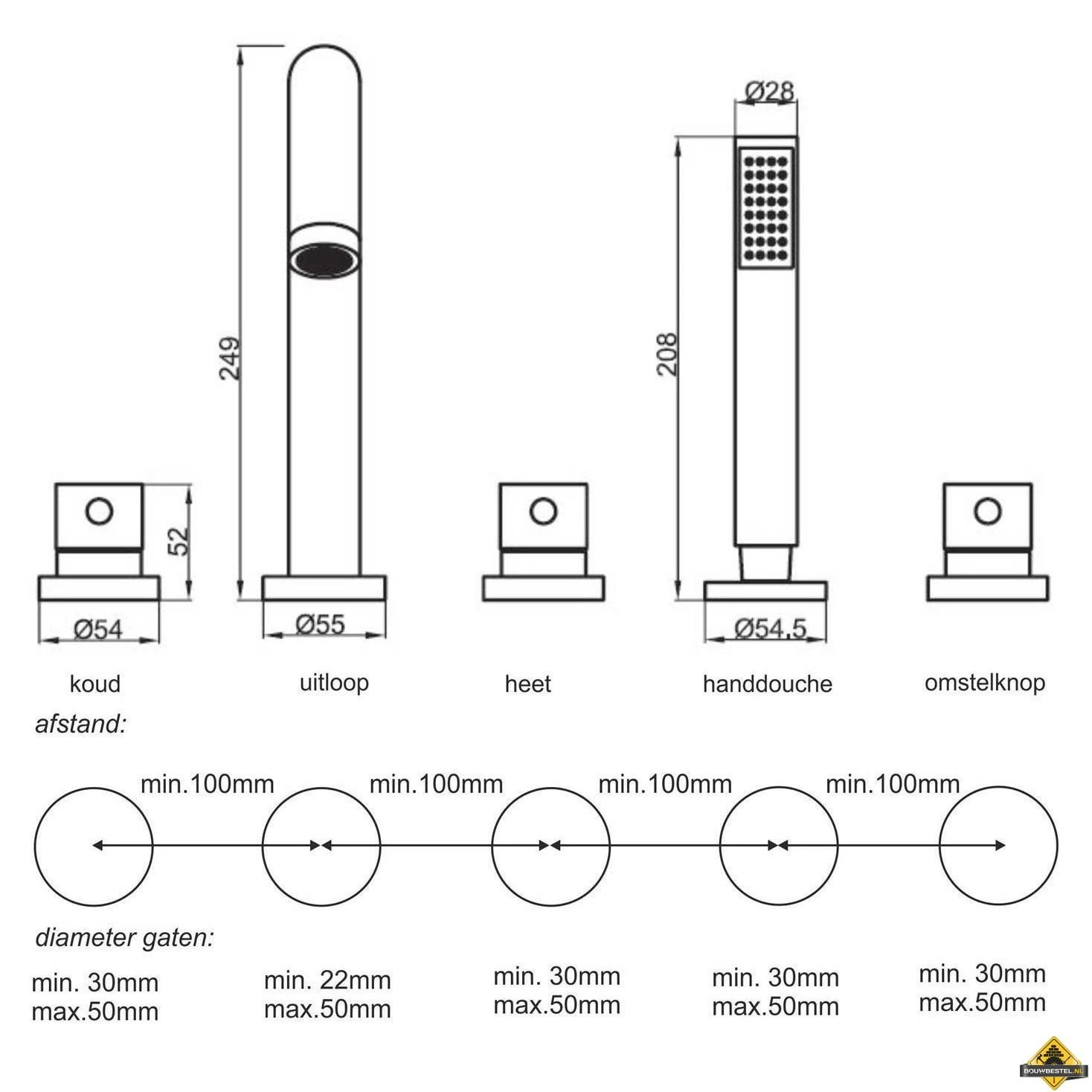 Wiesbaden Caral 5-gats Badrandcombinatie | Geborsteld Staal - Afbeelding 3