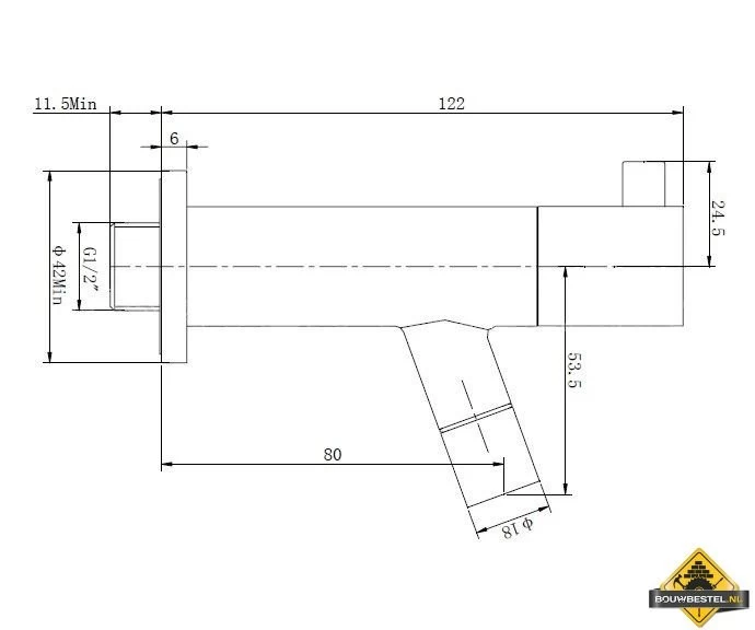 Wiesbaden Amador Toiletkraan Muurbevestiging RVS-look - Afbeelding 3