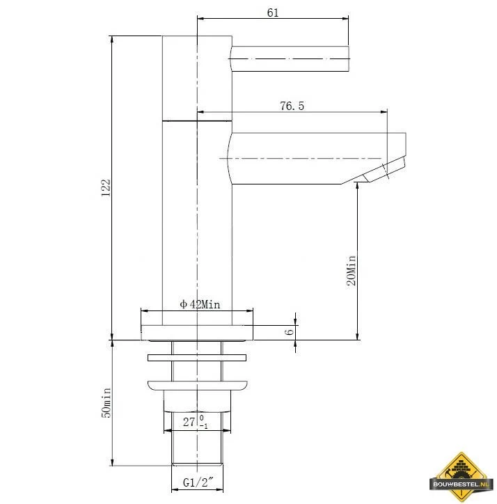 Wiesbaden Amador Toiletkraan RVS-look - Afbeelding 2