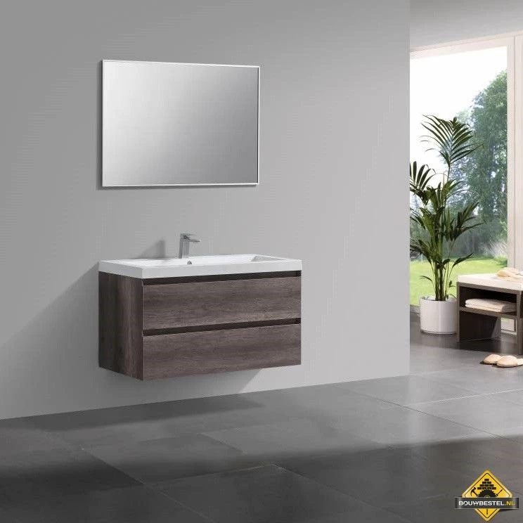 Badmeubel Infinity Century Oak Zonder Kraangat 100 Cm - Afbeelding 2