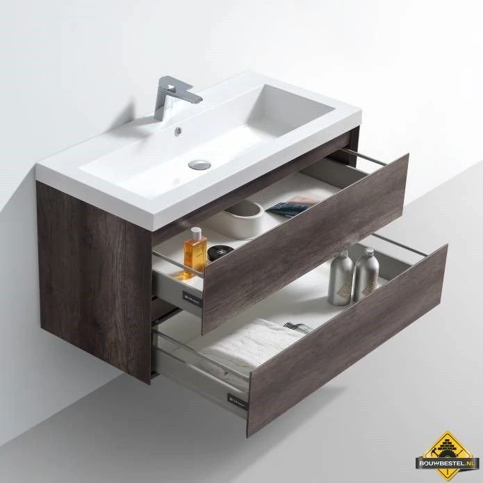 Badmeubel Infinity Century Oak Met 2 Kraangaten 100 Cm - Afbeelding 3