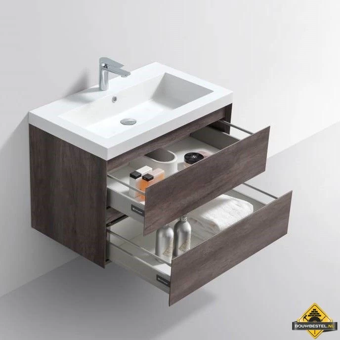 Badmeubel Infinity Century Oak Zonder Kraangat 80 Cm - Afbeelding 3