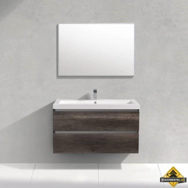 Badmeubel Trendline 100 Cm Century Oak Met 2 Kraangaten - Afbeelding 2