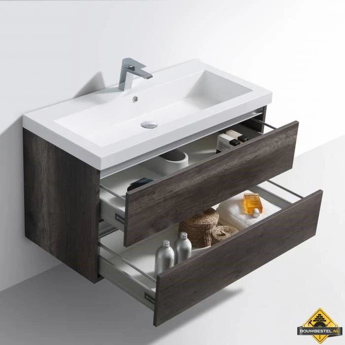 Badmeubel Trendline 100 Cm Century Oak Zonder Kraangat - Afbeelding 3