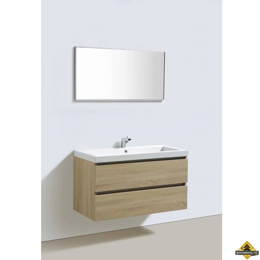 Badmeubel Trendline 100 Cm Light Wood Zonder Kraangat