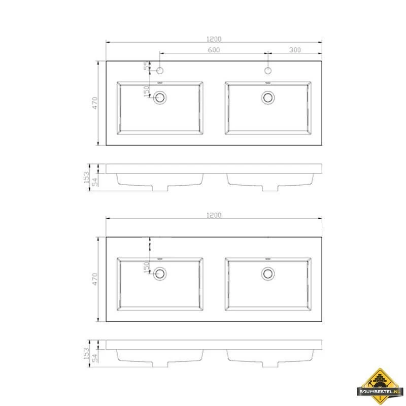 Badmeubel Trendline 120 Cm Hoogglans Anctraciet Met 2 Kraangaten - Afbeelding 3