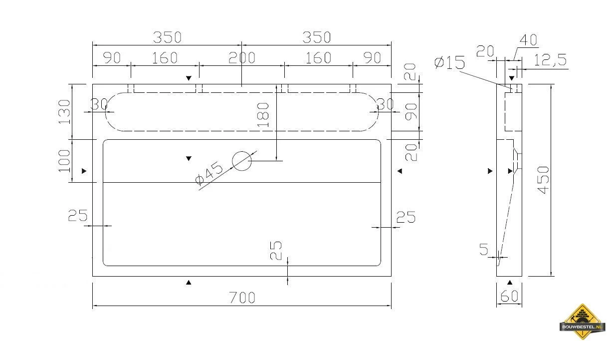 Best Design Limestone Lot-70 Opbouw-wastafel Zonder Kraangat - Afbeelding 2