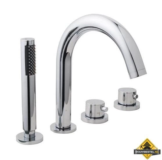 Wiesbaden Caral Inbouw Badrandkraan Afbouwset 4-gats Chroom