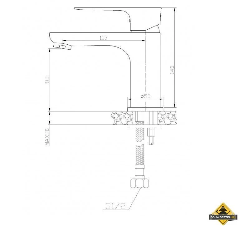 Wiesbaden Casma Eenhendel-wastafelmengkraan Laag Wit/chroom - Afbeelding 2