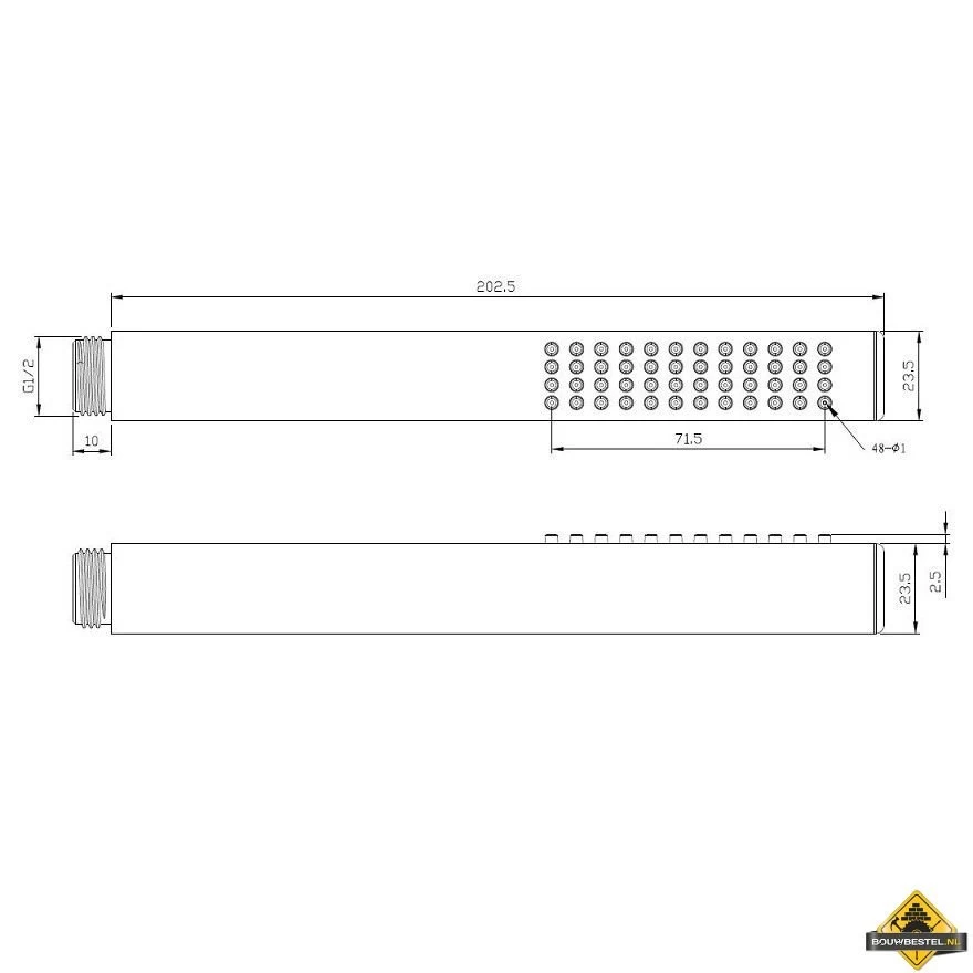 Wiesbaden Caral Chroom Messing Handdouche Rond 1/2inch - Afbeelding 2