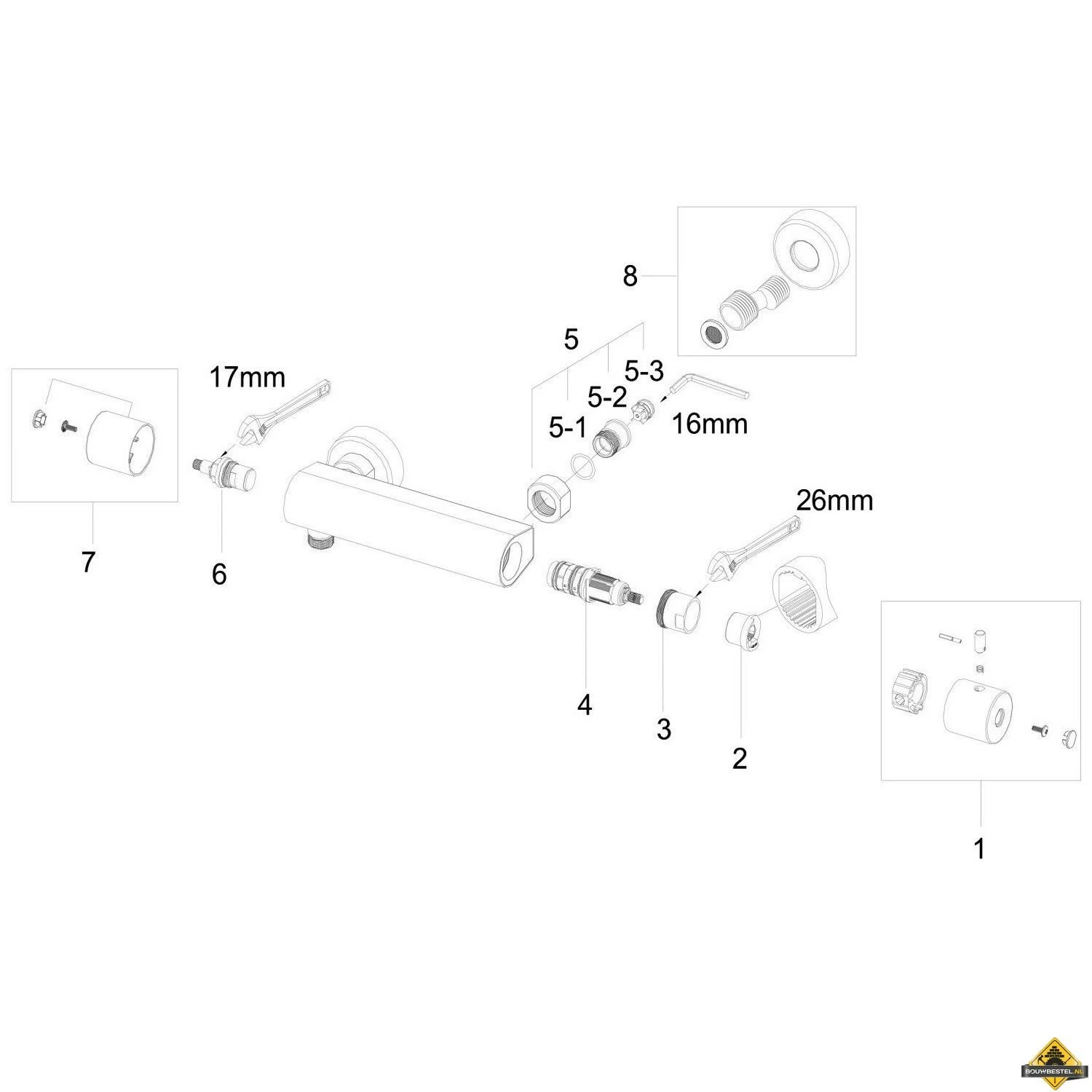 Wiesbaden Eco Cool-Touch Thermostatische Douchemengkraan | Mat-zwart - Afbeelding 2