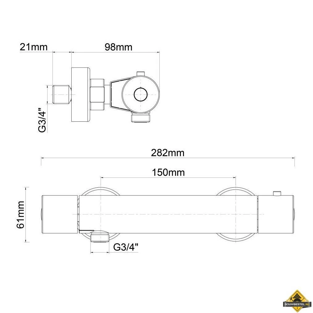 Wiesbaden Eco Cool-Touch Thermostatische Douchemengkraan | Mat-zwart - Afbeelding 3