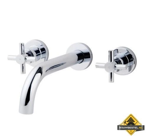 Wiesbaden Cross Inbouw-wastafelmengkraan 2-knops Chroom