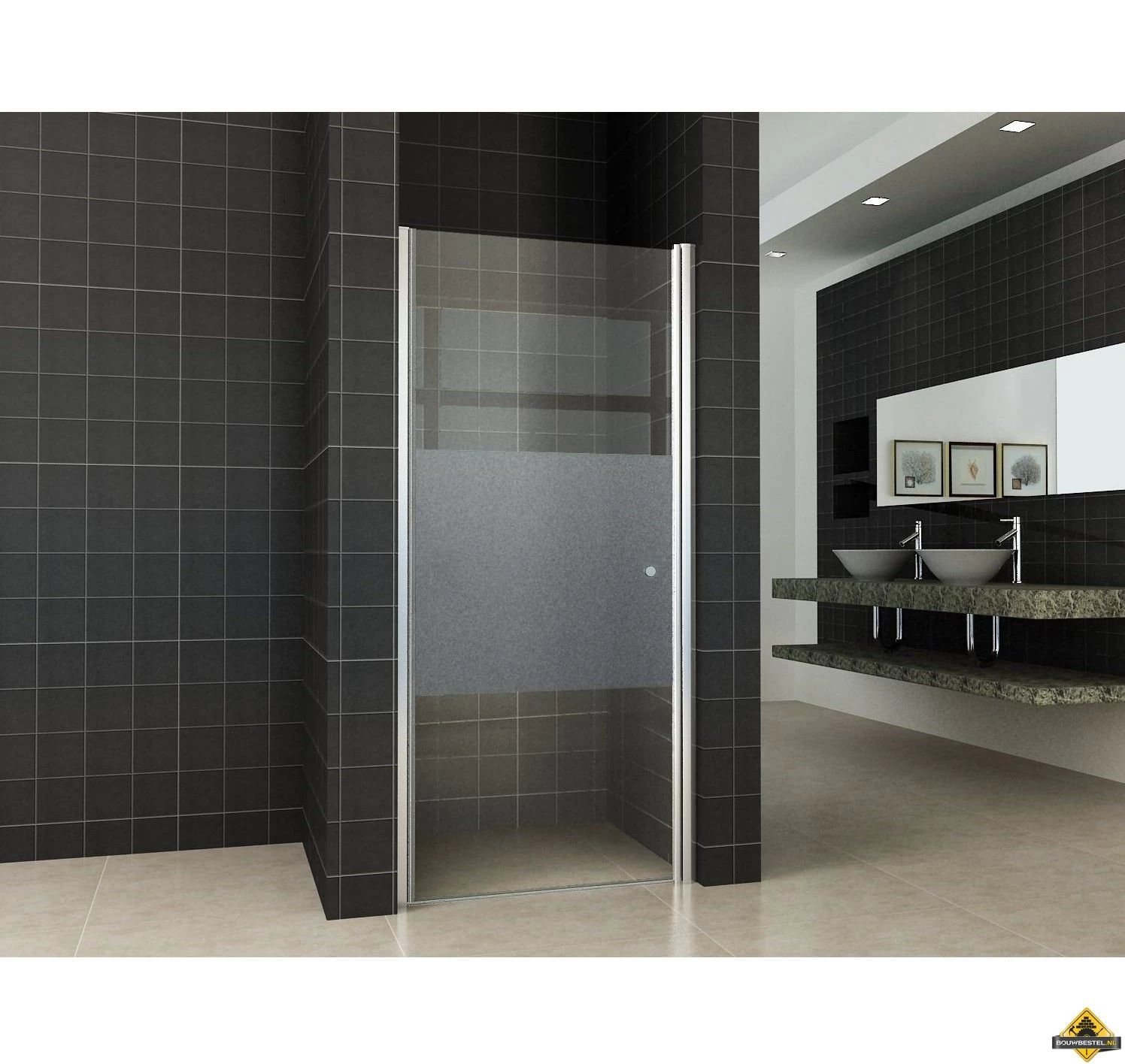 Wiesbaden Partly Nisdeur 800x2000 8mm Met Gedeeltelijk Mat Glas