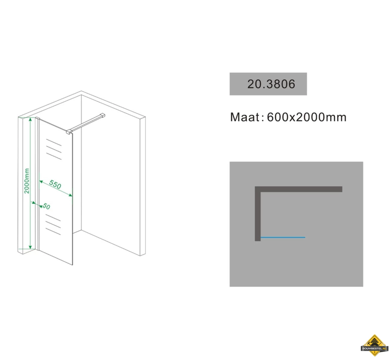 Wiesbaden Comfort Inloopdouche 60 Cm - Afbeelding 4