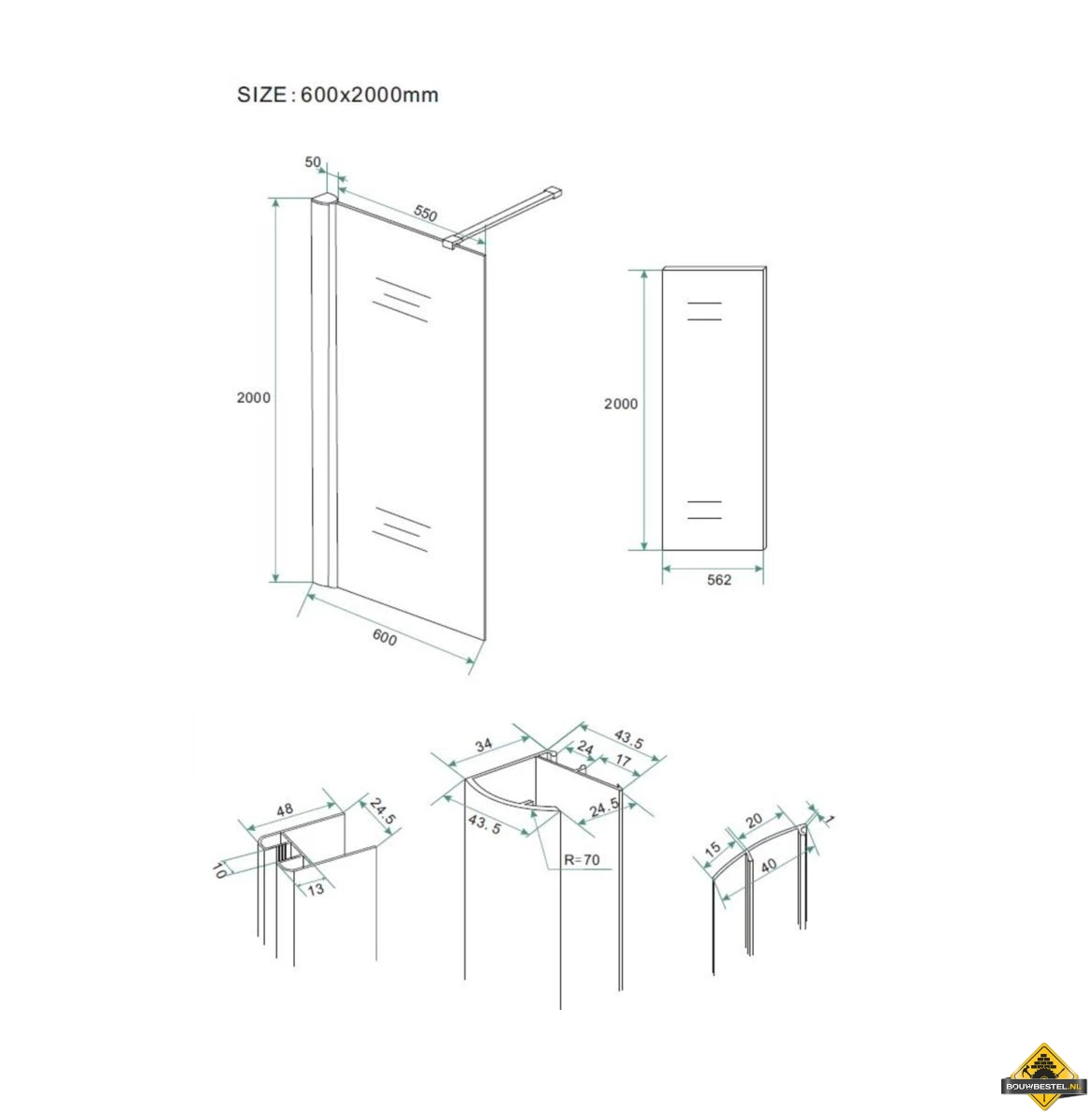 Wiesbaden Comfort Inloopdouche 60 Cm - Afbeelding 3