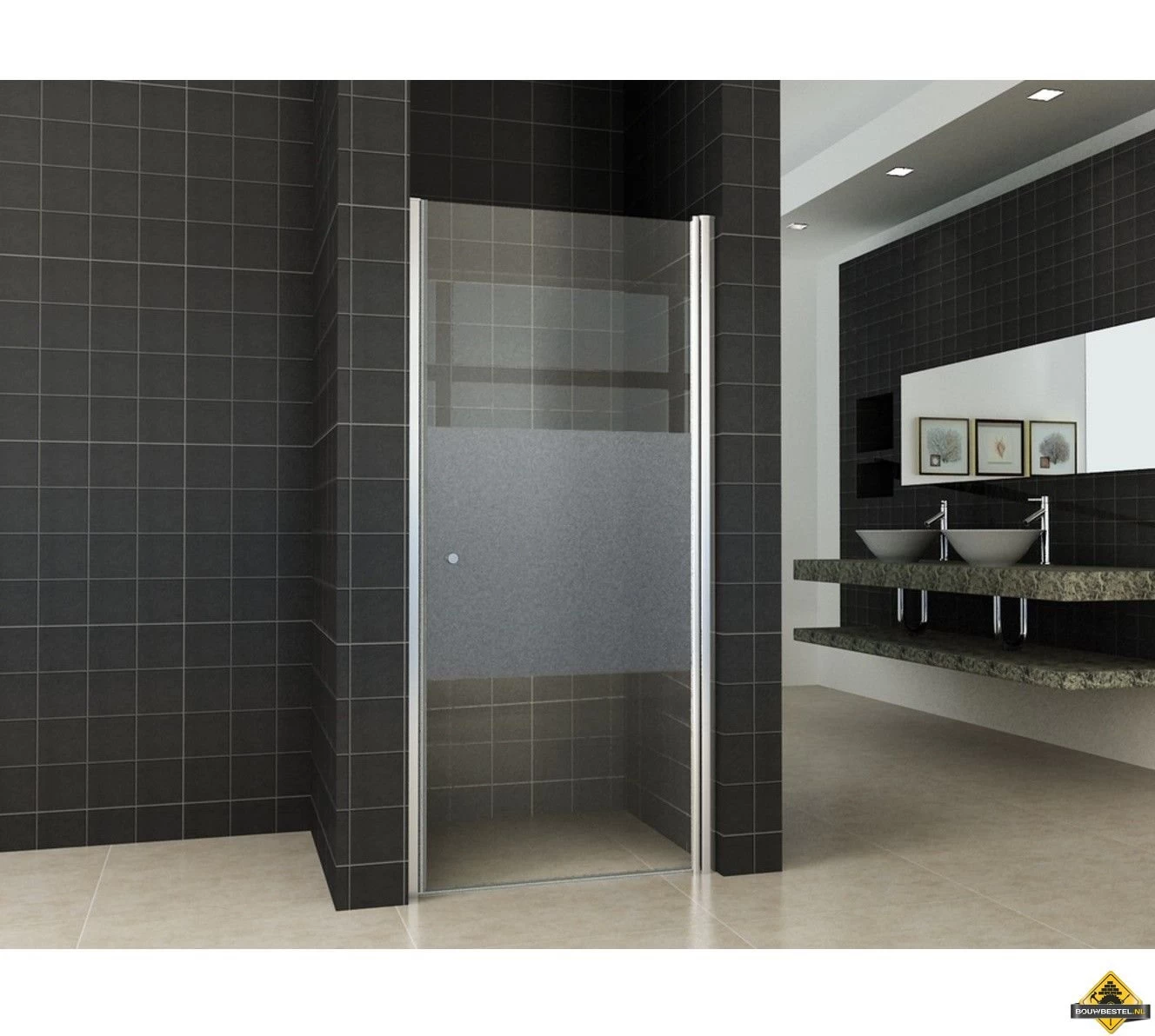 Wiesbaden Partly Nisdeur 1000x2000 8mm NANO Met Gedeeltelijk Mat Glas