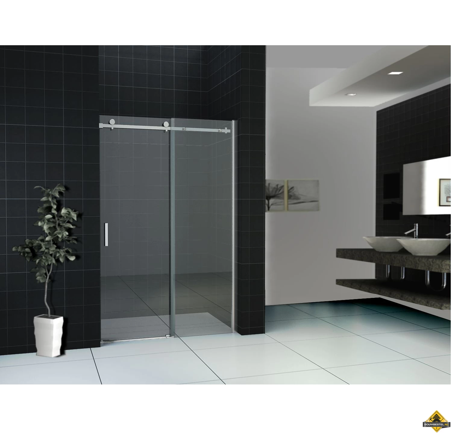 Wiesbaden Slide Douchedeur Nis 2-delig 1100x2000 Chroom 8mm NANO - Afbeelding 2