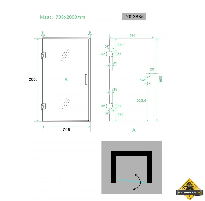 Wiesbaden Less Profielloze Nisdeur 70 Cm - Afbeelding 5