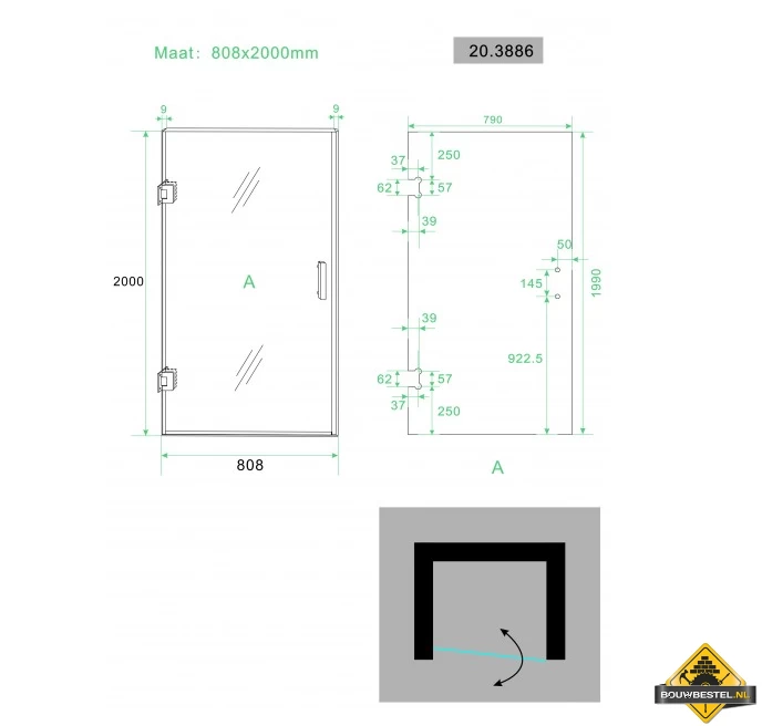 Wiesbaden Less Profielloze Nisdeur 80 Cm - Afbeelding 5