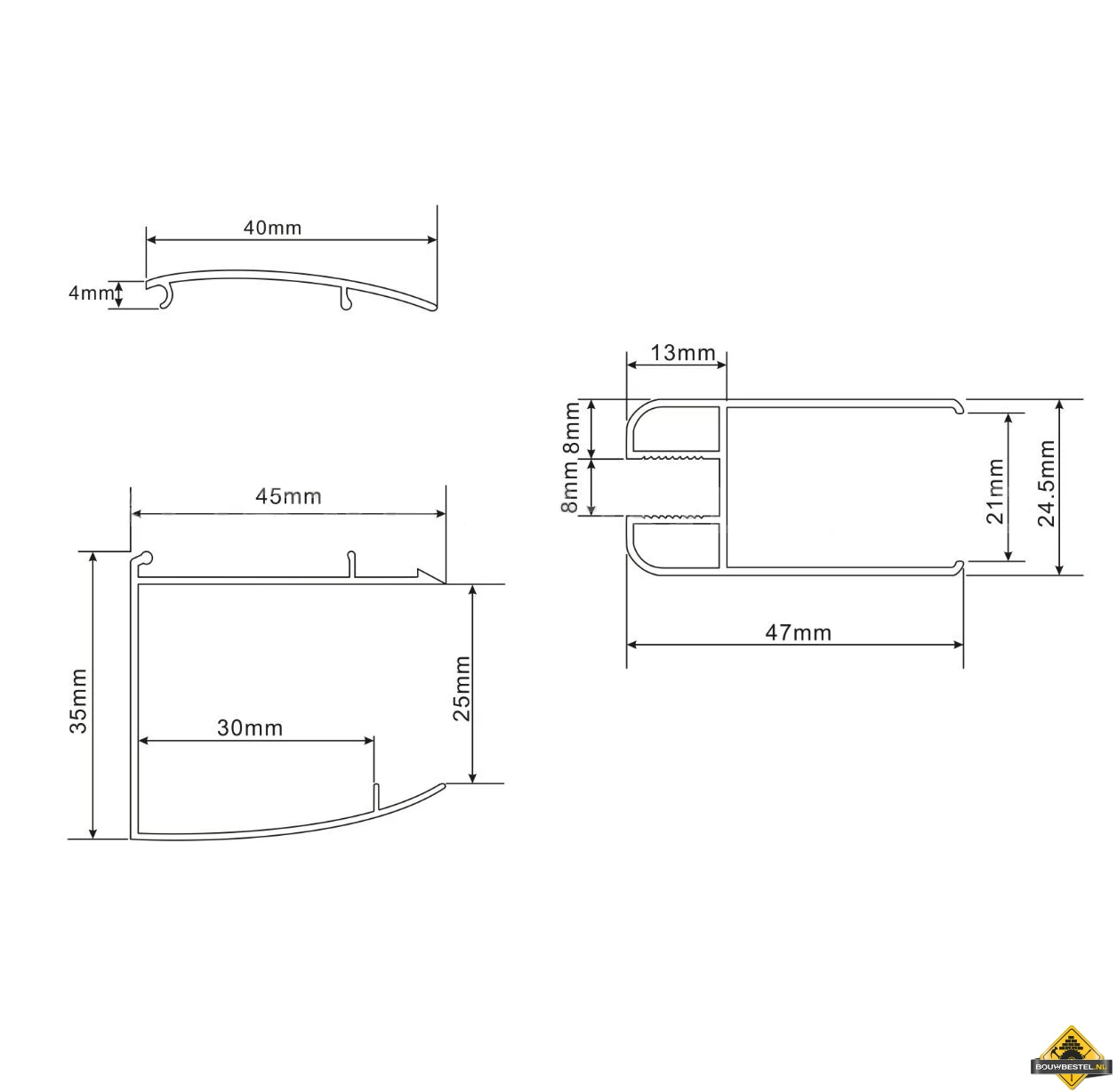 Wiesbaden Corner Douchecabine 900x900x2000 Chroom 8mm NANO