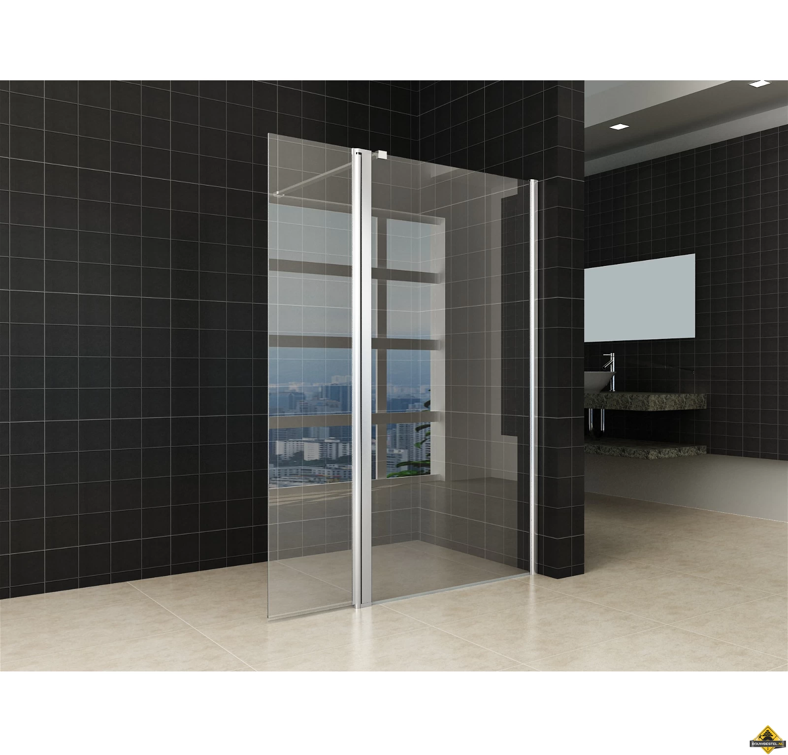 Wiesbaden Double Ronde Douchecabine 1000x1000x2000 Chroom 8mm NANO - Afbeelding 2