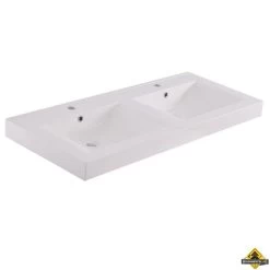 Tigris Losse Kunstmarmer Dubbele Wastafel 120x46 Wit