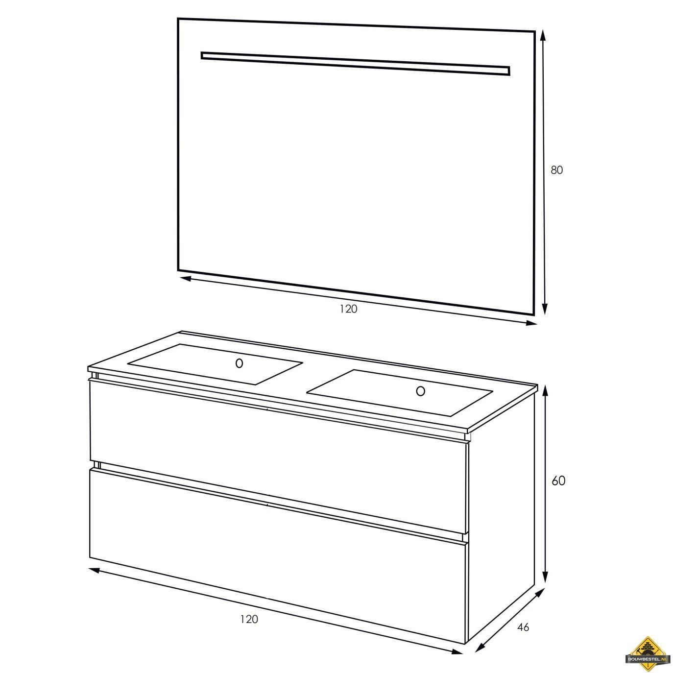 Exellence SEPHIA Badmeubel 120cm Nature - Afbeelding 2