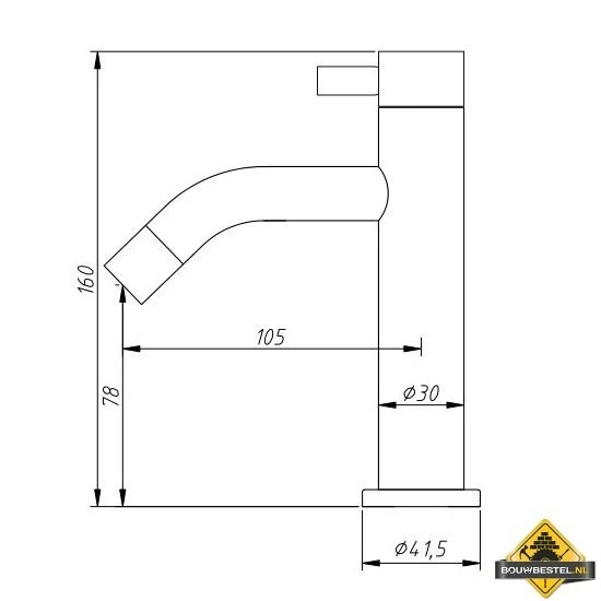 Fonteinkraan Laag 16 Cm RVS - Afbeelding 2